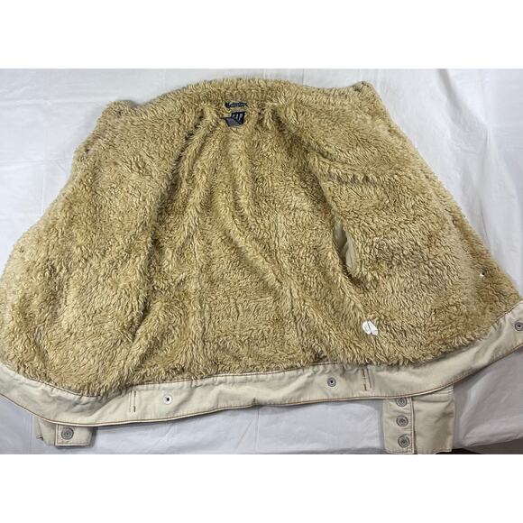 GAP Women’s Small Sherpa Lined Corduroy Jacket Ivory Button Front Stretch - Picture 5 of 11